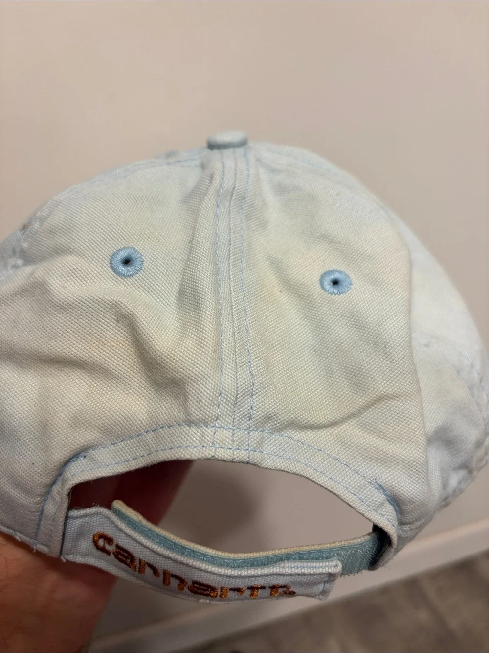 Carhartt Pale Blue Cotton Baseball Cap with Leather Logo Patch